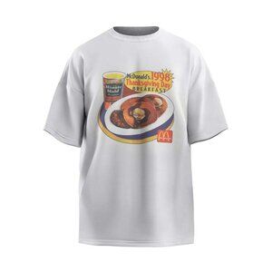 Purey Hamburger Print Washed Distressed Short-Sleeve White